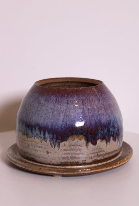Dorchester Pottery Purple Drip Planter With Saucer