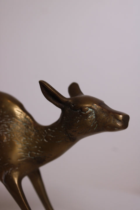 Vintage Solid Brass Deer Doe Figurine | Brass Animal Sculpture