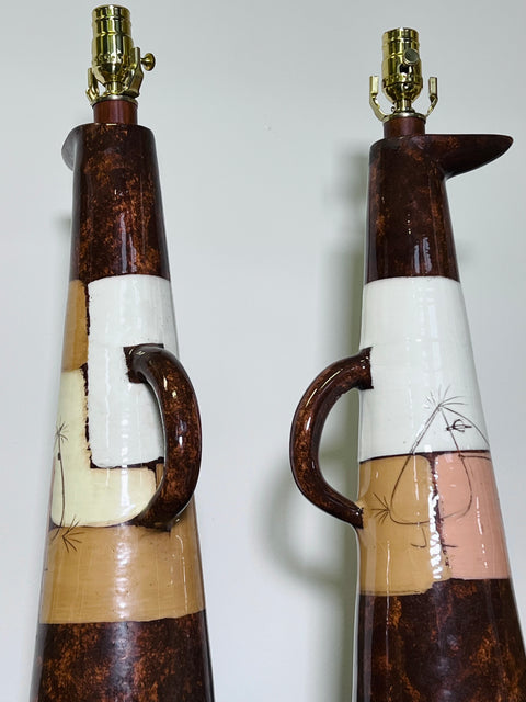 “Edmund Ronaky” Jaru Pottery California Table Lamps (Pairs)