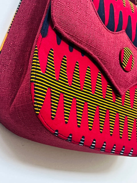 Red Geometric-Print Top-Handle Shoulder Bag