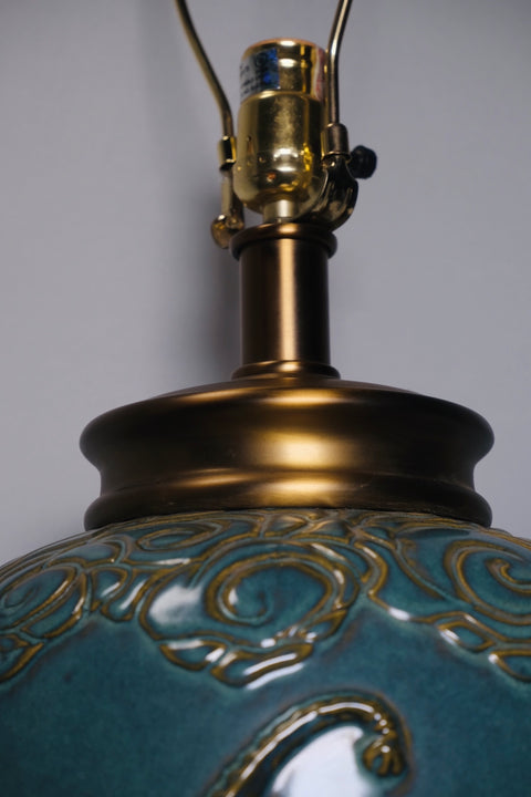 Vintage Turquoise Glaze Elephant Extra Large Table Lamp