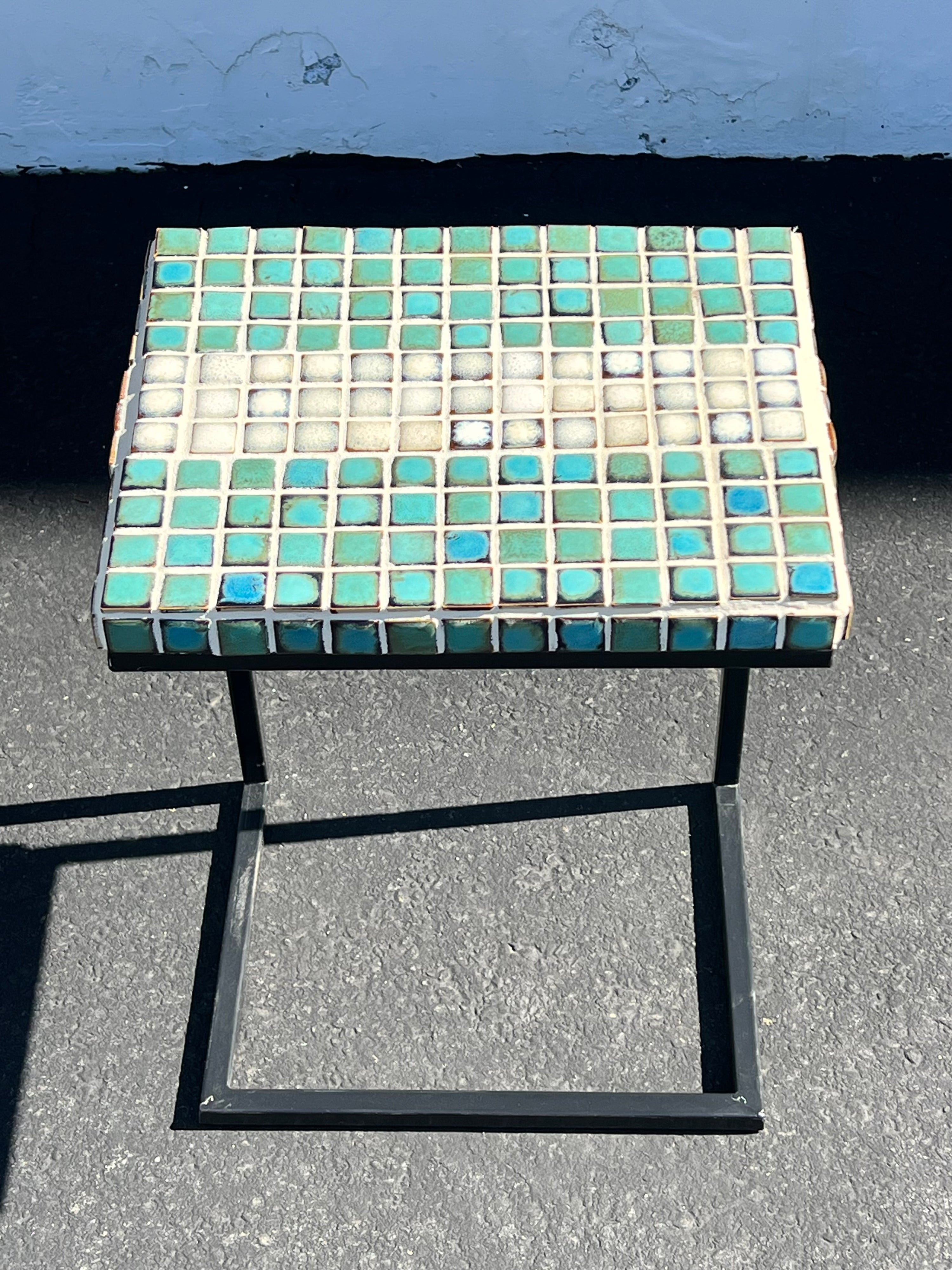 Hand Tiled Turquoise Side Table