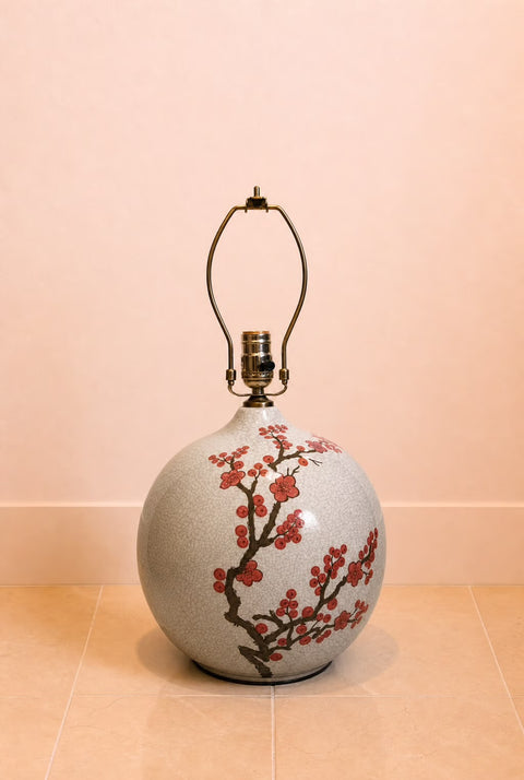 Round Crackle Cherry Blossom Porcelain Table Lamp