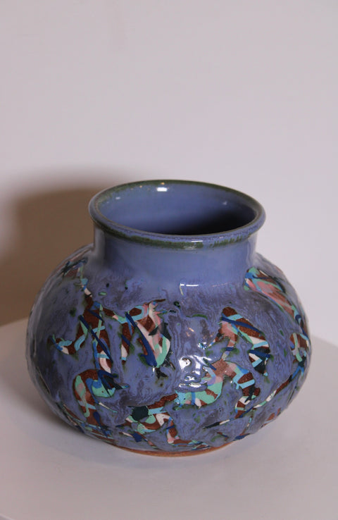 Purple Floral Studio Pottery Vase