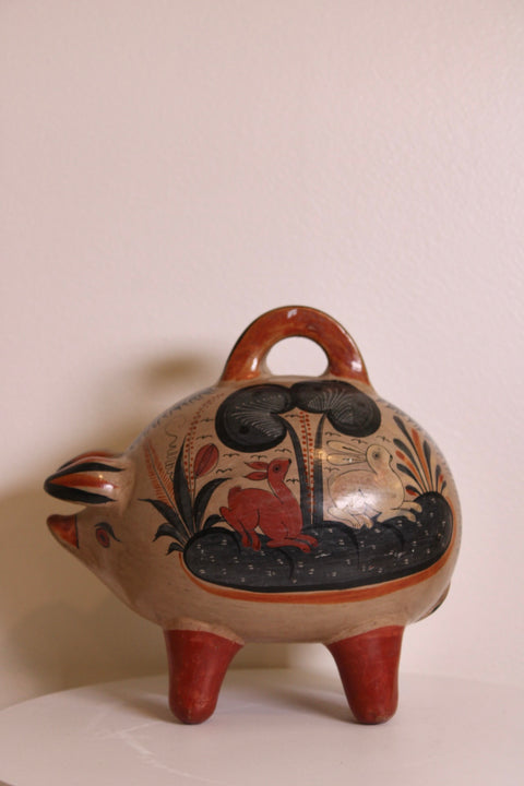 Tonalá Piggy Bank with Rabbit Scene