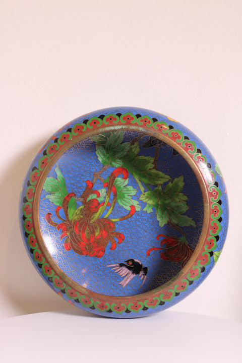 Vintage Chinese Cloisonné Chrysanthemum Bowl
