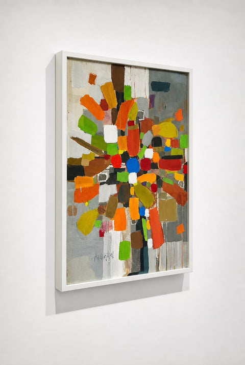 Original Jae Carmichael Framed Abstract Painting – Vintage Colorfield Wall Art