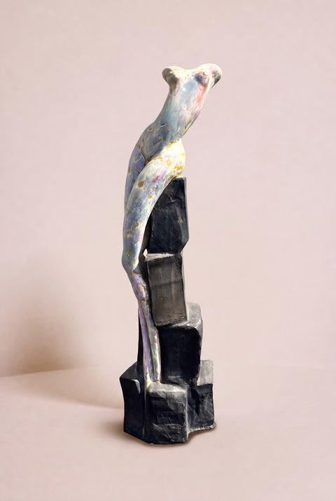 Vintage Modernist Nude Female Sculpture on Marble Base – Figurative Art Statue