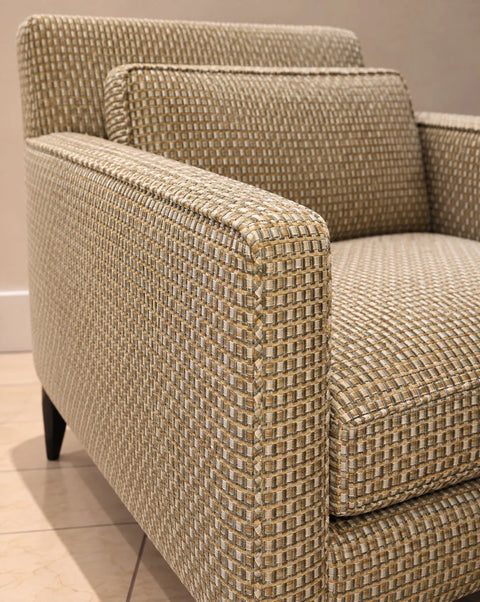 Vintage Reupholstered Geometric Armchairs – Pair