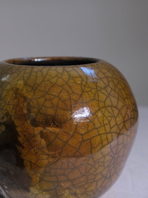 Vintage “MJA” Gold/Brown Raku Studio Pot