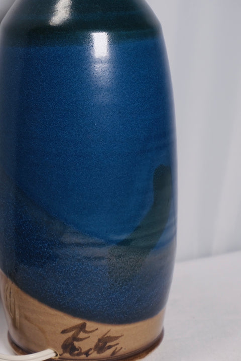 Blue MCM Studio Pottery Table Lamp