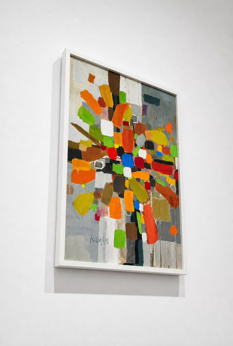 Original Jae Carmichael Framed Abstract Painting – Vintage Colorfield Wall Art