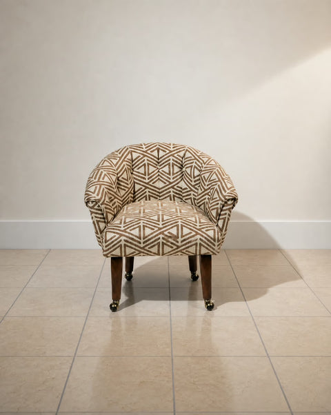 Patterned Pair Vintage Tufted Chairs