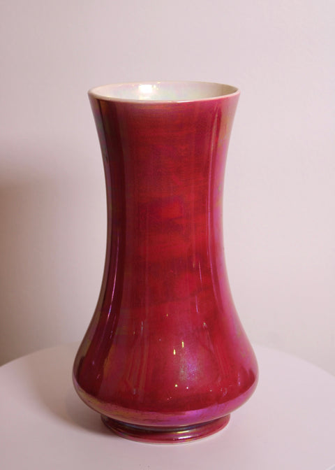 Iridescent Oxblood Art Pottery Vase
