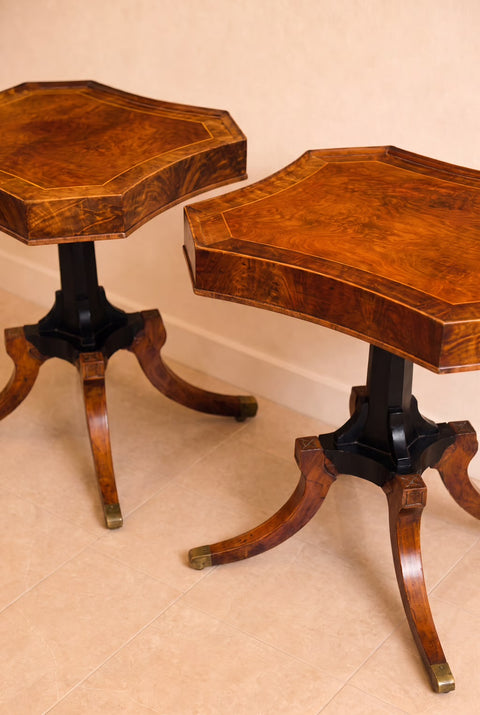 Vintage Weiman Regency Style Mahogany Side Tables – Pair of 1950s Pedestal Accent Tables