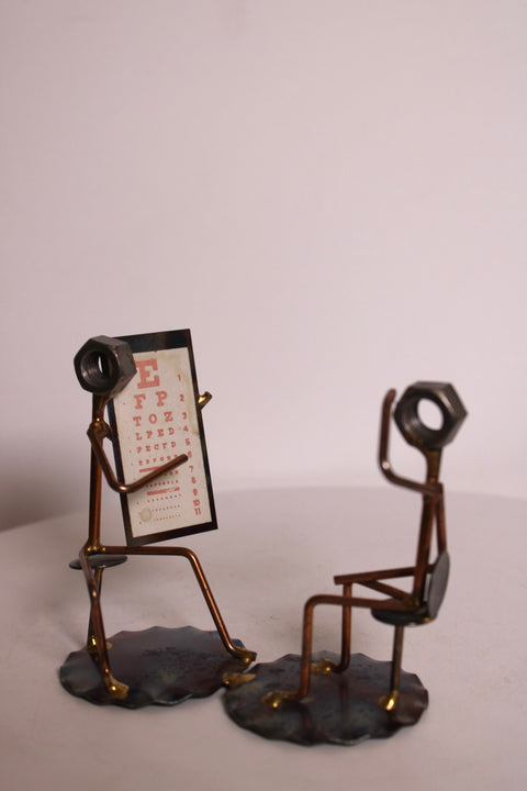 Miniature Metal Eye Exam Sculpture