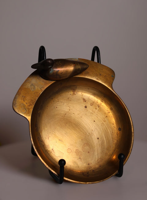 Vintage Brass Duck Tray Decorative Catchall