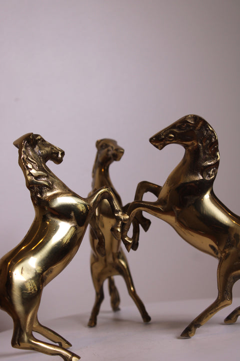 Brass Rearing Horses Sculpture Group