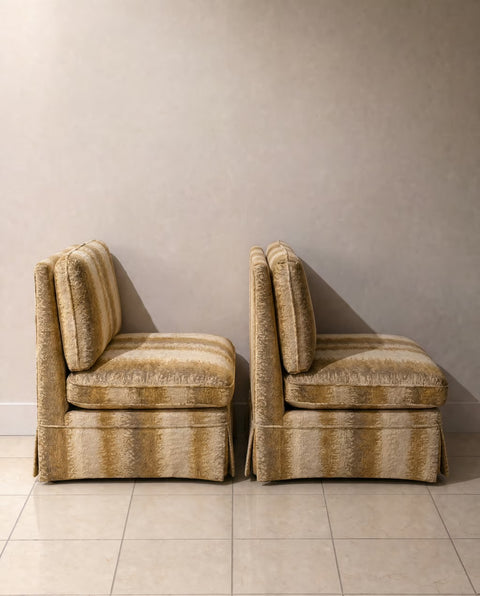 Pair 1970s Vintage Oversized Slipper Chairs