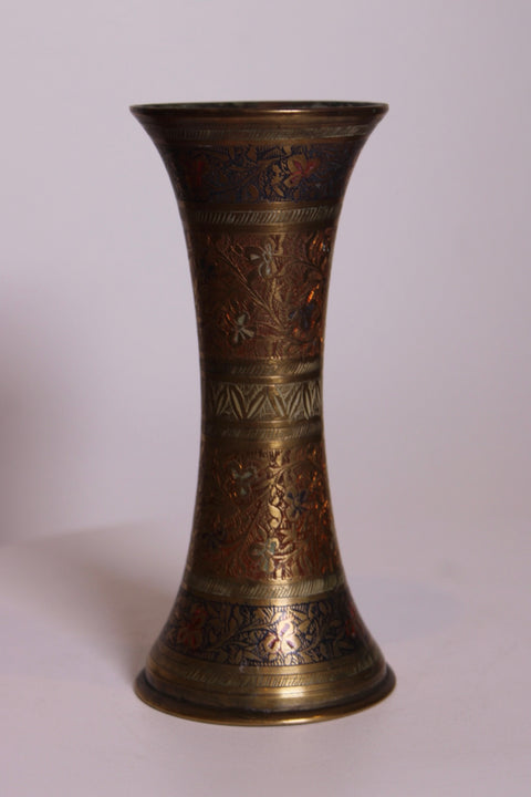 Etched Brass Floral Vase