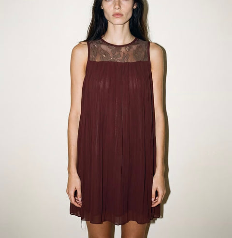 Vintage Burgundy Sleeveless Dress — product detail