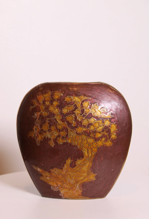 Copper Tree Scene Decorative Vase