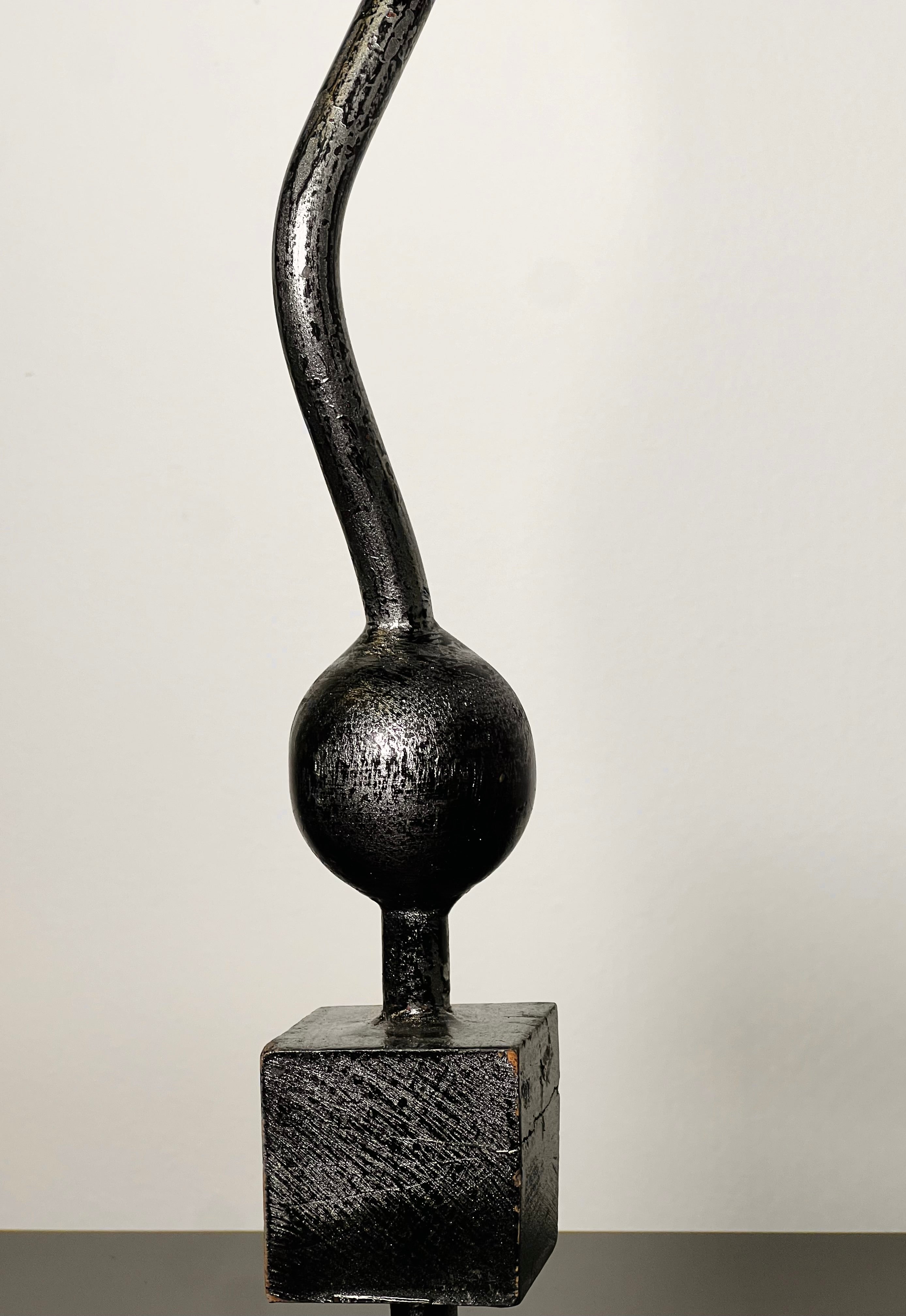 Silver Heavy Cast Iron Candle Stick (Pair) (Vintage)