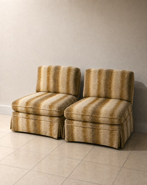 Pair 1970s Vintage Oversized Slipper Chairs