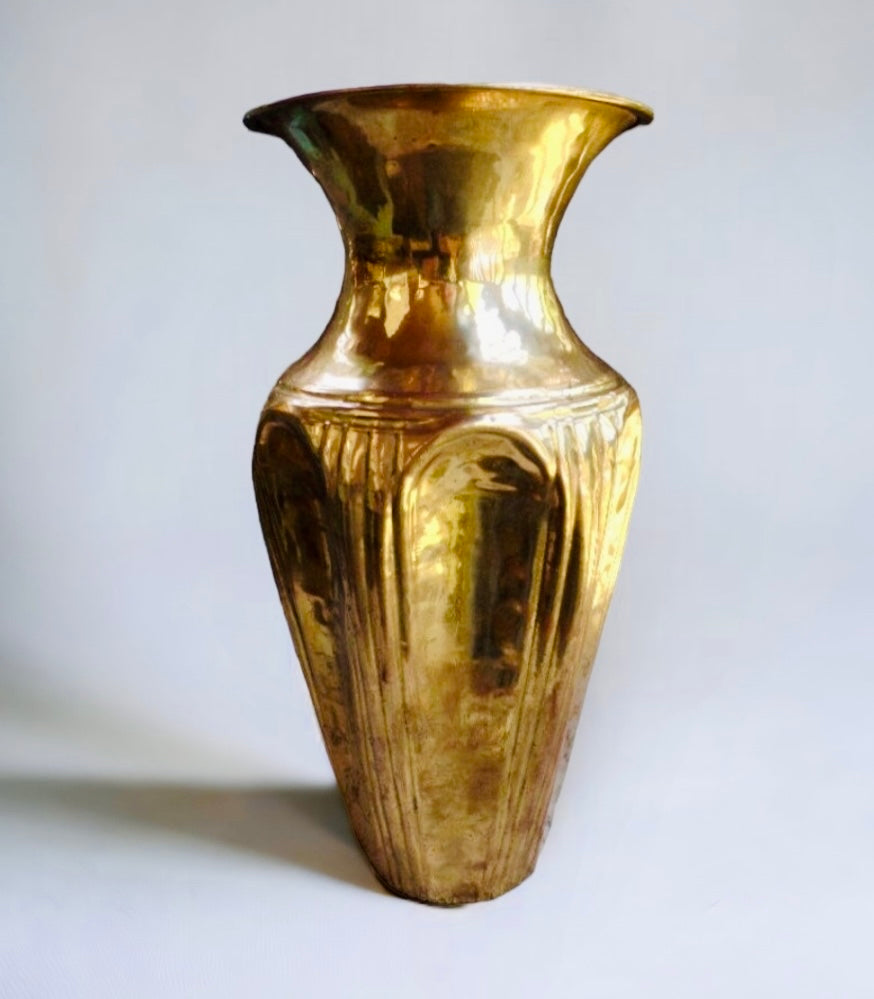Hammered Fluted Brass Vase (SOLD)