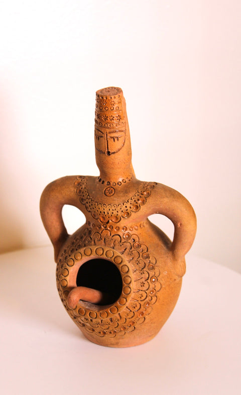 Terracotta Figure Vessel with Handles