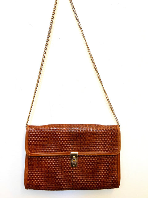 Brown Woven Shoulder Bag in Rodo Style — product detail