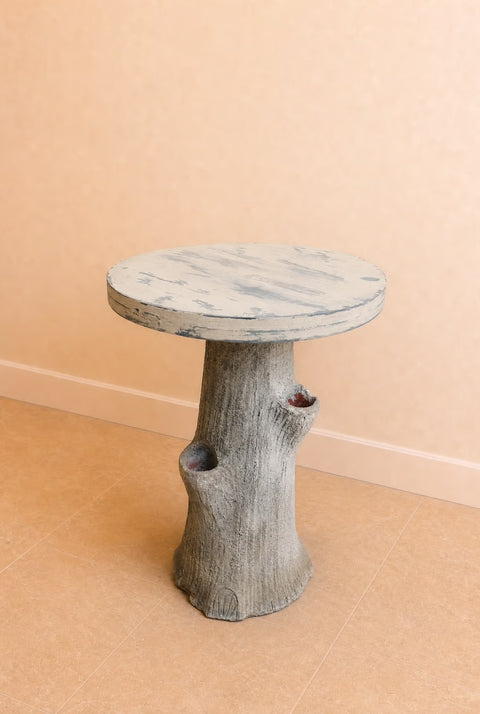 Vintage Faux Bois Tree Stump Side Table