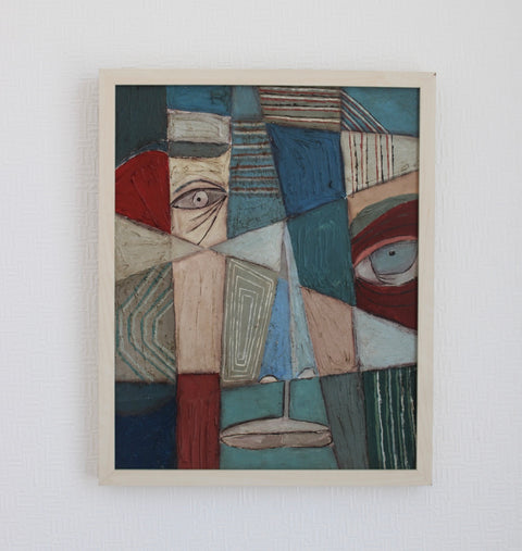 Angela Dickerson Side Eye in Blue Original Framed Artwork
