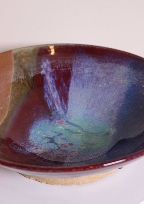 Crystalline Purple Blue Studio Pottery Bowl