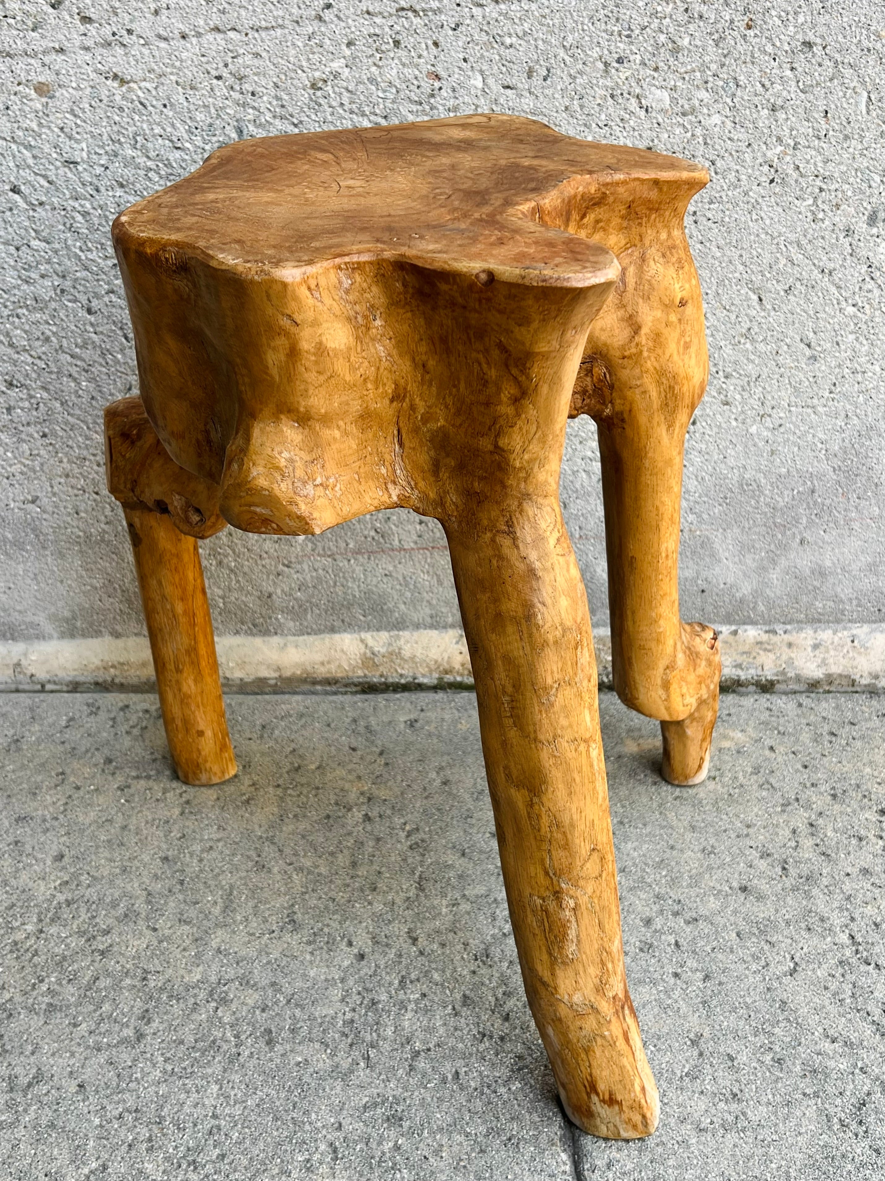 Live Edge Wood Tripod Side Table #1