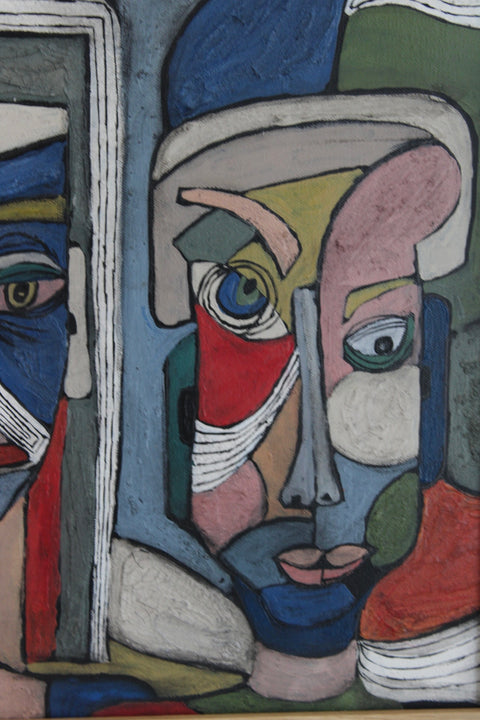 Angela Dickerson Red Blue Chorus Original Framed Artwork