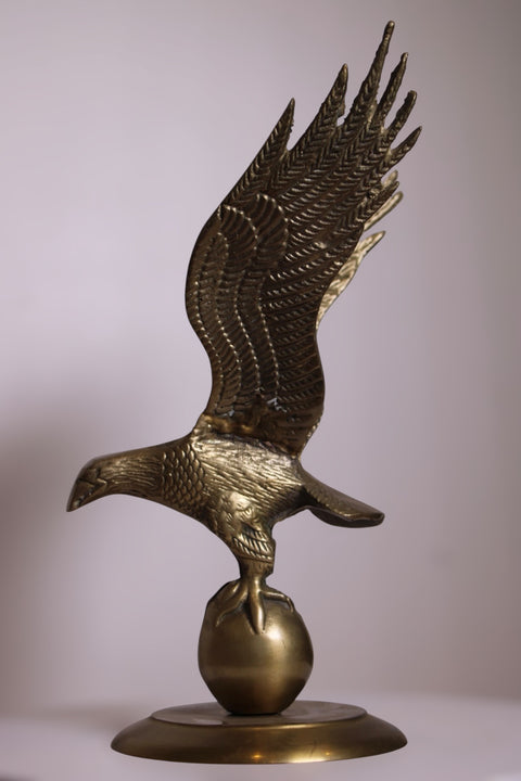 Brass Eagle Sculpture on Globe Base