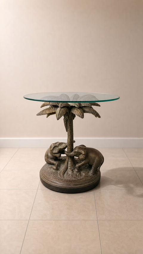 Mid Century Modern Bronze Elephant Side Table