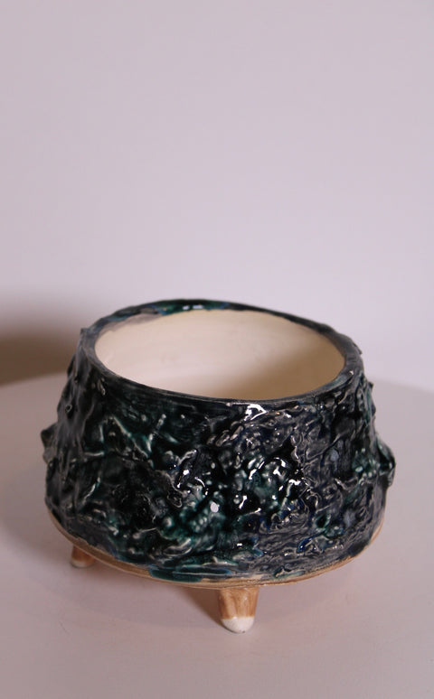 Textured Turquoise Studio Pottery Cup