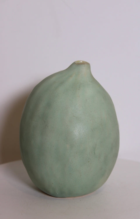 Vintage Sculptural Matte Celadon Studio Pottery Vase