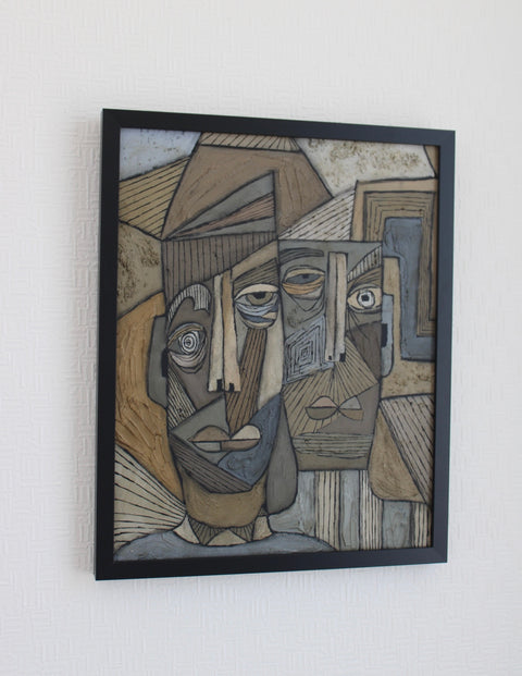 Angela Dickerson Neutral Pair Original Framed Artwork