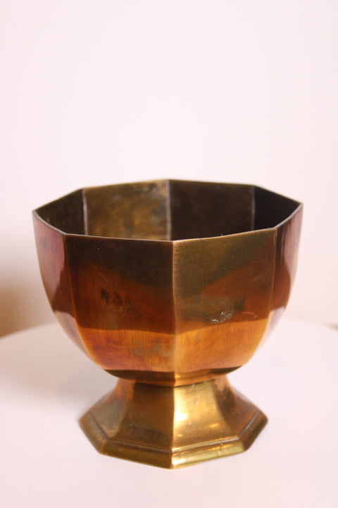 Faceted Brass Pedestal Bowl