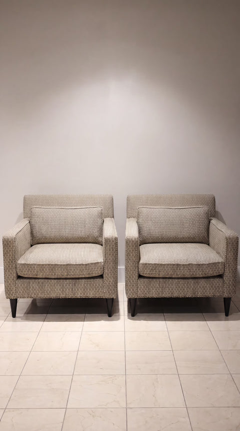 Square Reupholstered vintage Arm Chairs