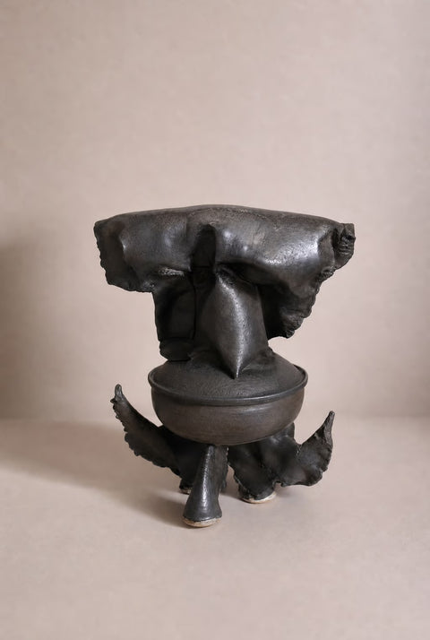 Vintage Brutalist Ceramic Abstract Sculpture Bowl| Modernist Art