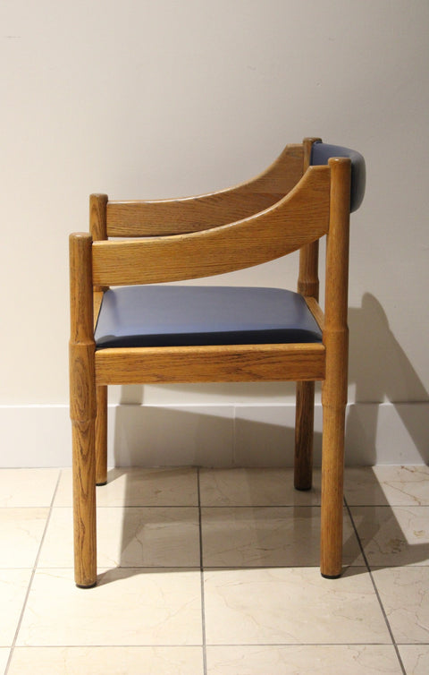 Vintage Postmodern Oak Armchairs | Sculptural Barrel Back Dining Chairs | Pair