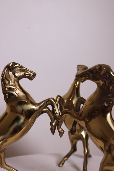 Brass Rearing Horses Sculpture Group