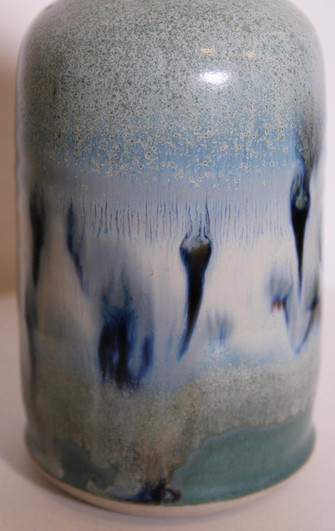 Signed Crystalline Drip Glaze Studio Pottery Bottle Vase