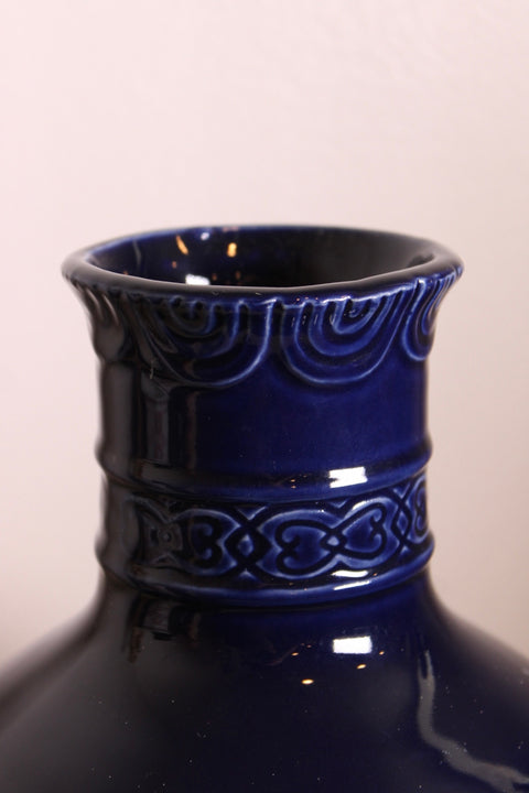 Cobalt Blue Relief Pottery Vase