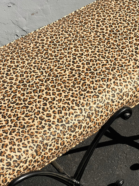 Cheetah Print Wrought Iron Bench