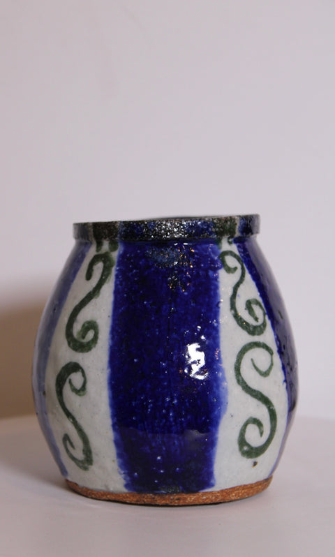 Blue White Scroll Studio Pottery Cachepot